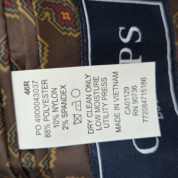 CHAPS MEN'S BLAZER SUIT SPORT COAT TAN CLASSIC CORDUROY PAISLEY LINED NWT 46R - Picture 9 of 9